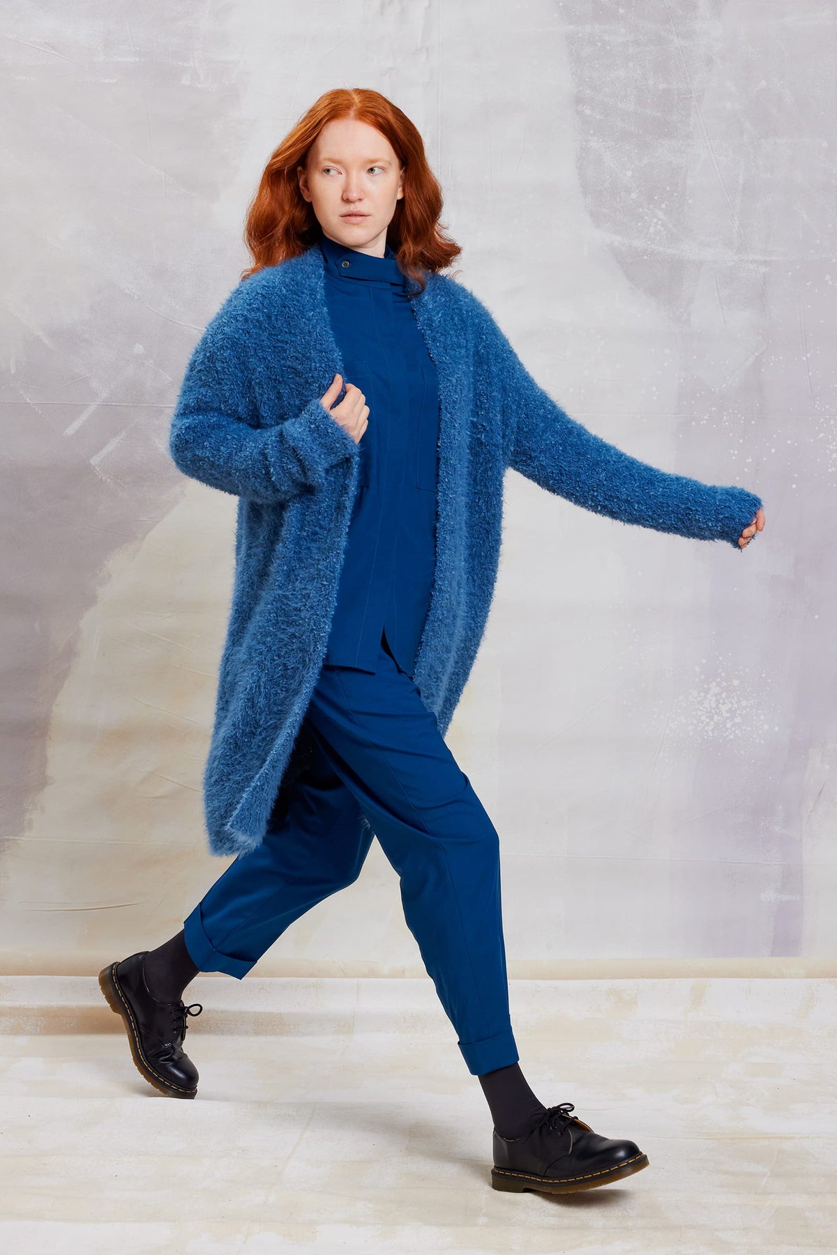LANGYARNS Kit Knitting Pattern Small - Medium | 8 balls 1186.0010 | 14 balls 1185.0010 Shazia Coat Pattern Bundle in Fluffy & Salsa by LANGYARNS | Fatto a Mano 290-069