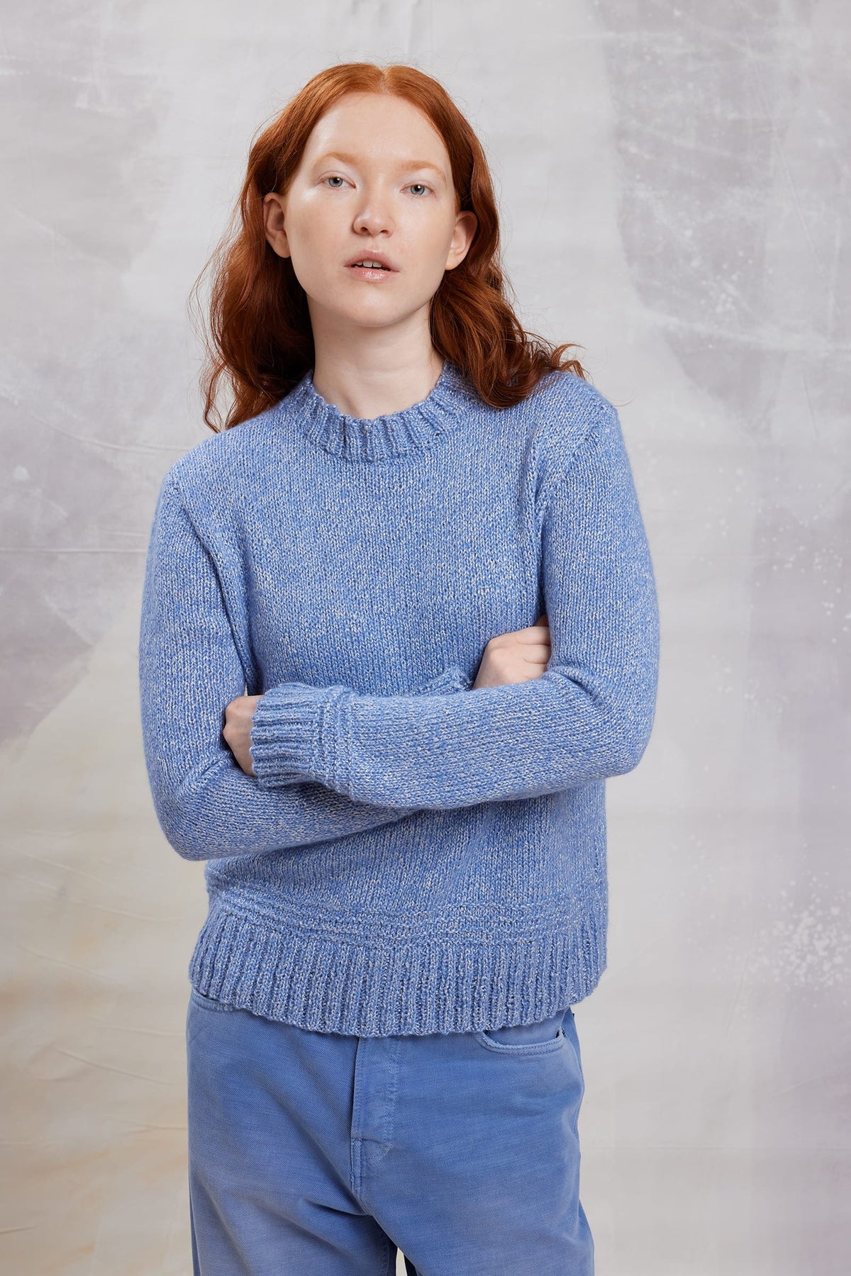LANGYARNS Kits Knitting Pattern Small | 8 balls / light jeans 1191.0033 XERINA Sweater Pattern Kit in LUMA by LANGYARNS | Fatto a Mano 290-072