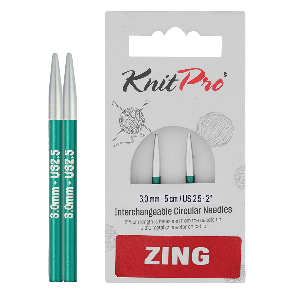 KnitPro Knitting Needles 5cm / 3.0mm KnitPro | Zing | Interchangeable Knitting Needle Tips