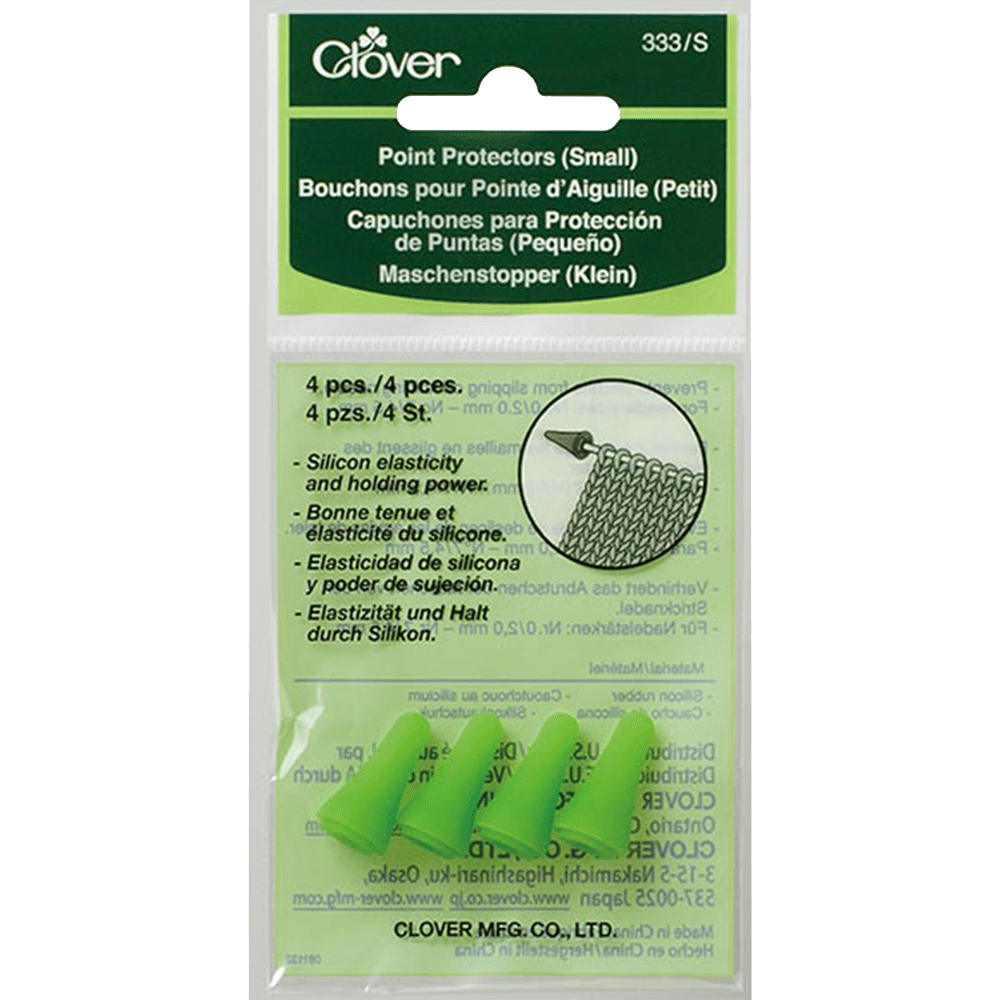 Knitting needle point protectors in packet by Clover in green