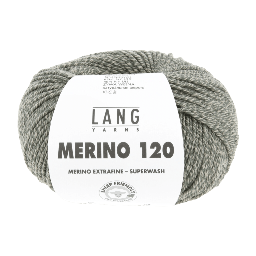 LANGYARNS Knitting Pattern Small - 15 balls / forest green/beige mouliné 34.0155 Zip-front jacket Pattern Bundle in MERINO 120 by LANGYARNS | Punto 55-009
