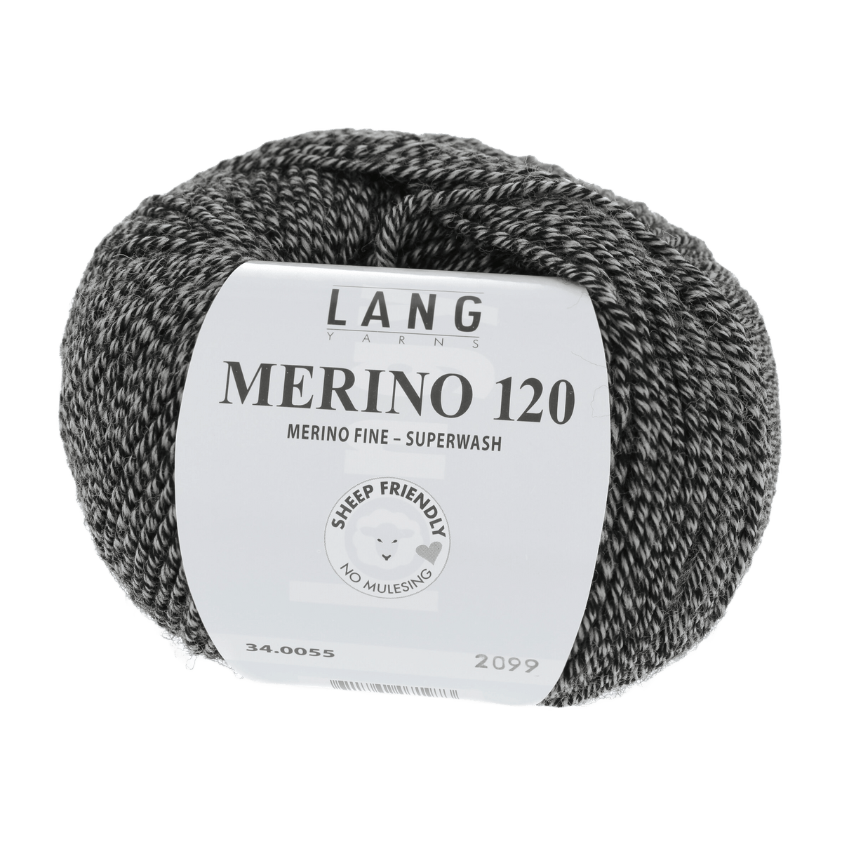 Lang Yarns Knitting Pattern Small-Medium - 14 balls / black/beige mouliné 34.0055 Roll-neck pullover Pattern Bundle in MERINO 120 by LANGYARNS | Punto 55-011