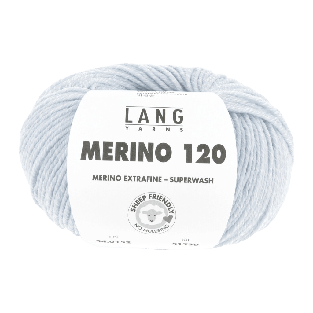 LANGYARNS Kits Knitting Pattern Small | 13 balls / ice blue/white mouliné 34.0152 COREY Cardigan Pattern Kit in MERINO 120 by LANGYARNS | Fatto a Mano 282-048