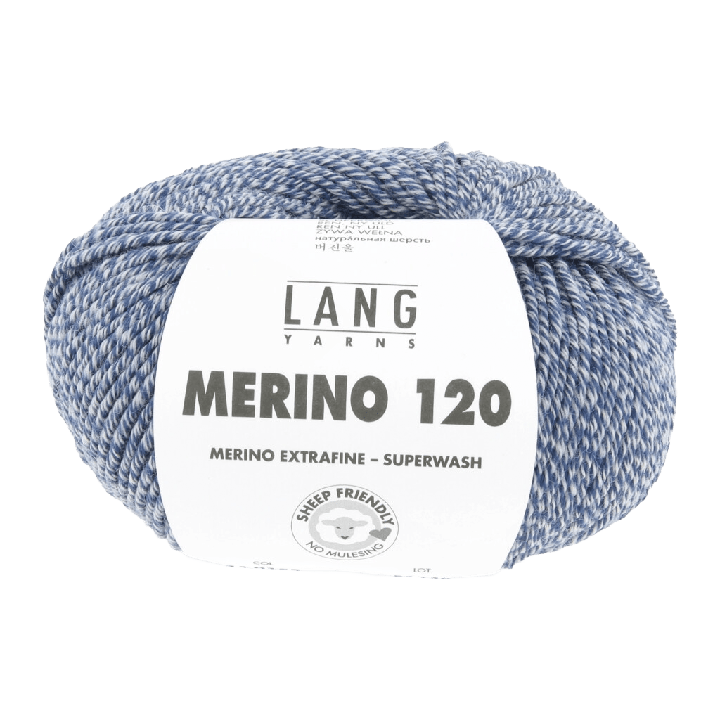 LANGYARNS Knitting Pattern Medium - 16 balls / marine/white mouliné 34.0153 Men's sweater Pattern Bundle in MERINO 120 by LANGYARNS | Punto 55-003
