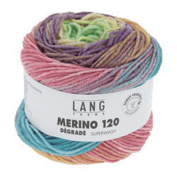 Lang Yarns Knitting Pattern 98-104 - 6 balls / multicolour/pastel 37.0001 Sweater Pattern Bundle in Merino 120 Dégradé by LANGYARNS | Punto 53-003