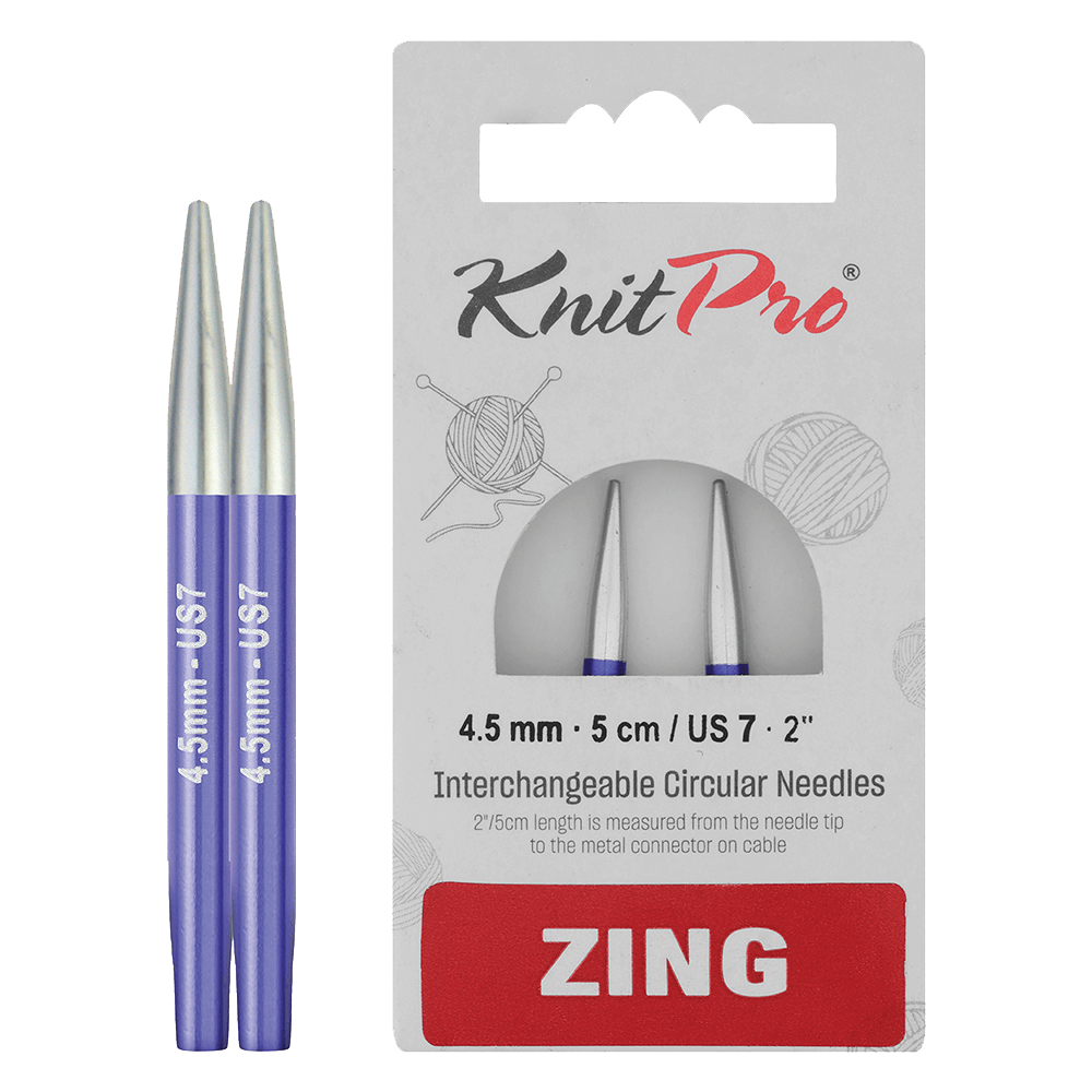 KnitPro Knitting Needles 5cm / 4.5mm KnitPro | Zing | Interchangeable Knitting Needle Tips