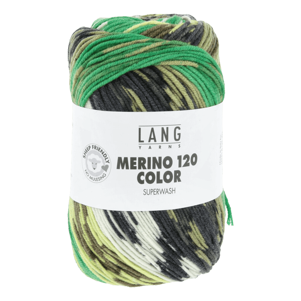 LANGYARNS Yarn Green / Olive / Lime / Off-White LANGYARNS | Merino 120 Colour | Worsted / Aran | 47