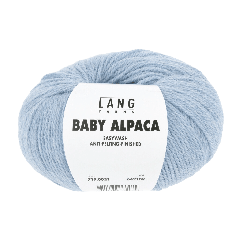 LANGYARNS Kits Knitting Pattern Large - X-Large | 10 balls / light blue mélange 719.0021 PILAR Cardigan Pattern Kit in BABY ALPACA by LANGYARNS | Fatto a Mano 286-019