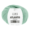 Ball of yarn with Lang Yarns Atlantis label on a green background