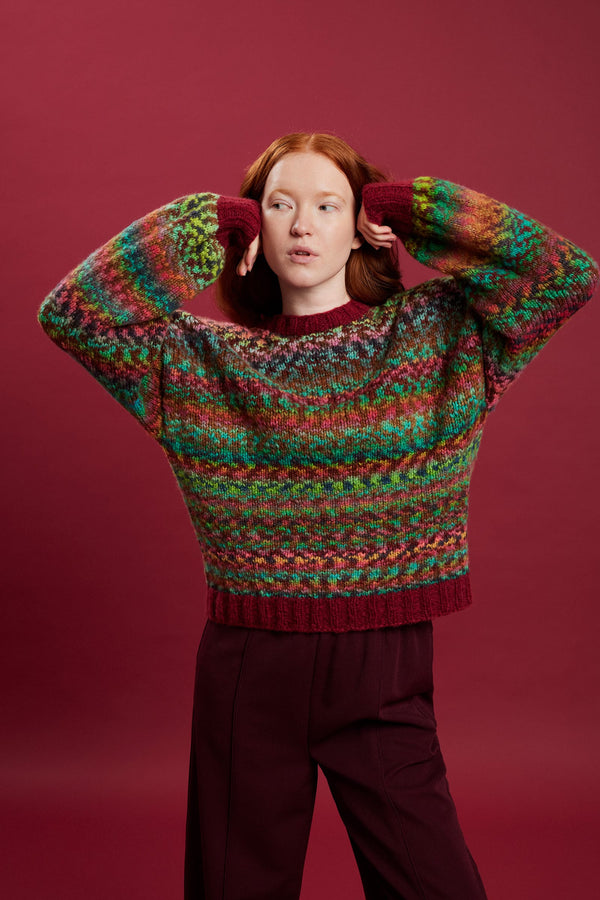 TACITA Top-down Sweater Pattern Kit in CLOUD FUNKY & PROMISE by LANGYARNS | Punto 93-003