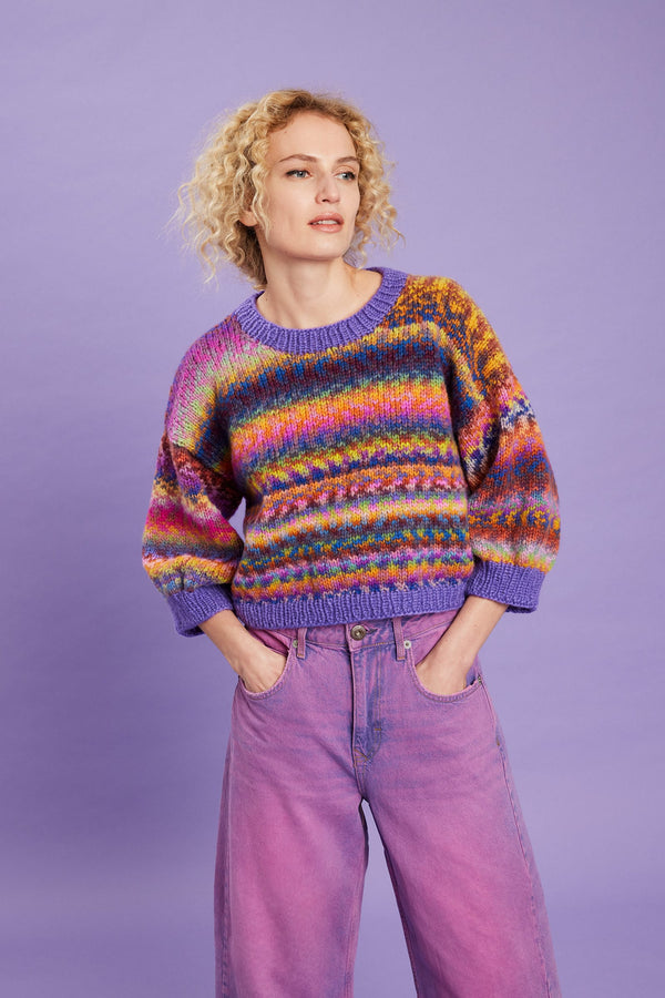 WINOLA Top-down Sweater Pattern Kit in CLOUD FUNKY & PROMISE by LANGYARNS | Punto 93-004