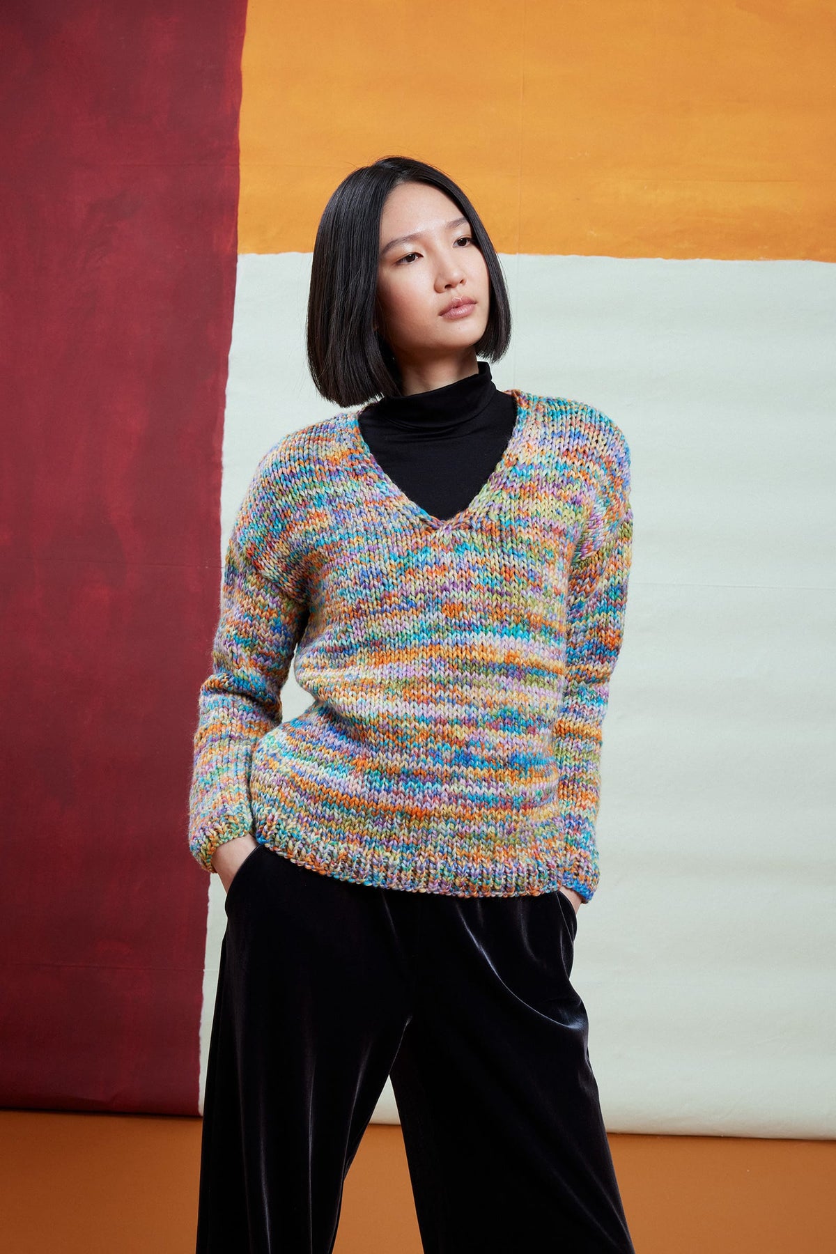 LANGYARNS Kit Knitting Pattern RAVENNA Sweater Pattern Bundle in Twister by LANGYARNS | Punto 95-003