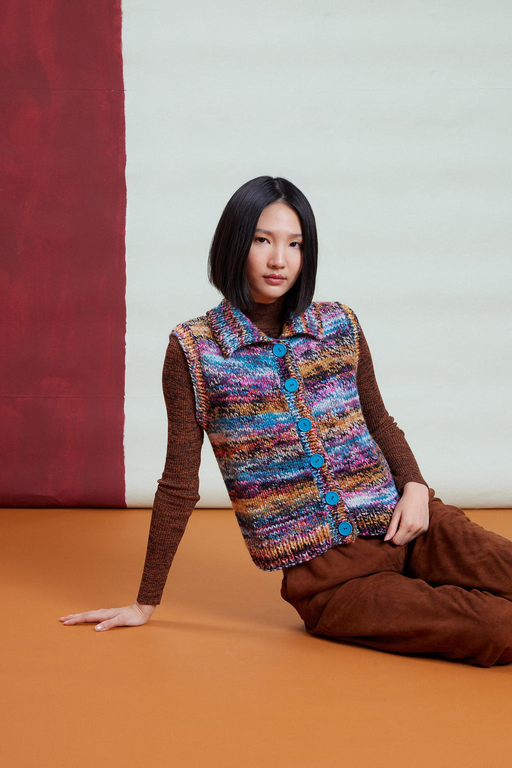 LANGYARNS Kit Knitting Pattern JAYLA Vest Pattern Bundle in Twister by LANGYARNS | Punto 95-005