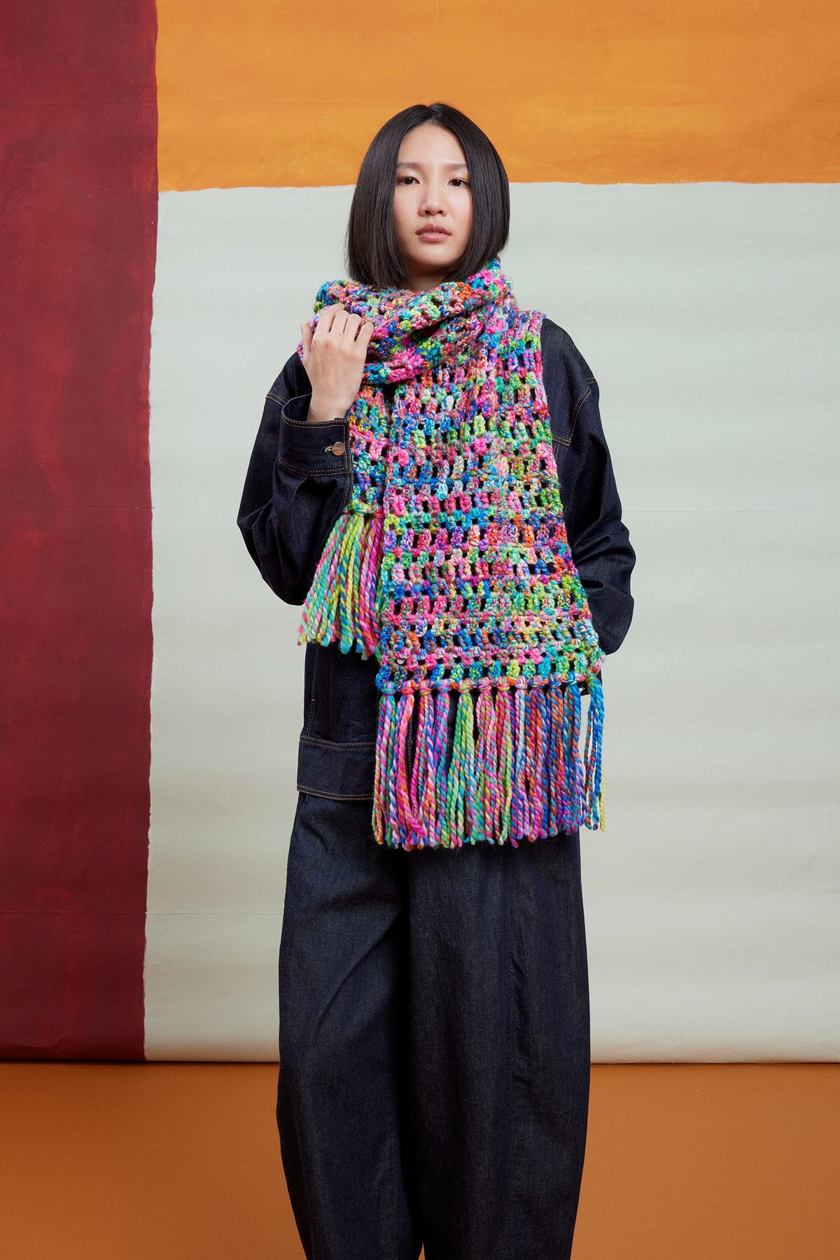 LANGYARNS Kit Knitting Pattern BAY Crocheted shawl Pattern Bundle in Twister by LANGYARNS | Punto 95-008