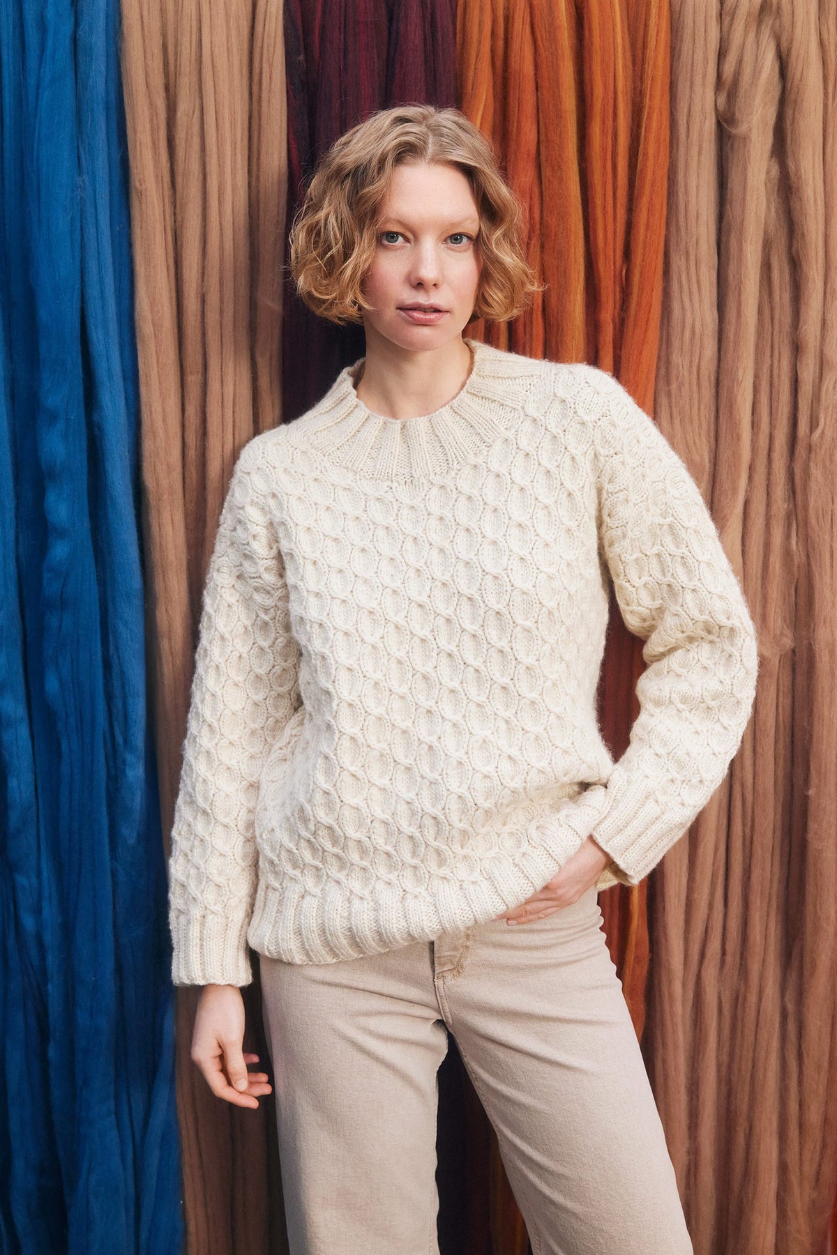 Lang Yarns Knitting Pattern NANCY Sweater Pattern Bundle in Naturalis by LANGYARNS | Punto 97-001