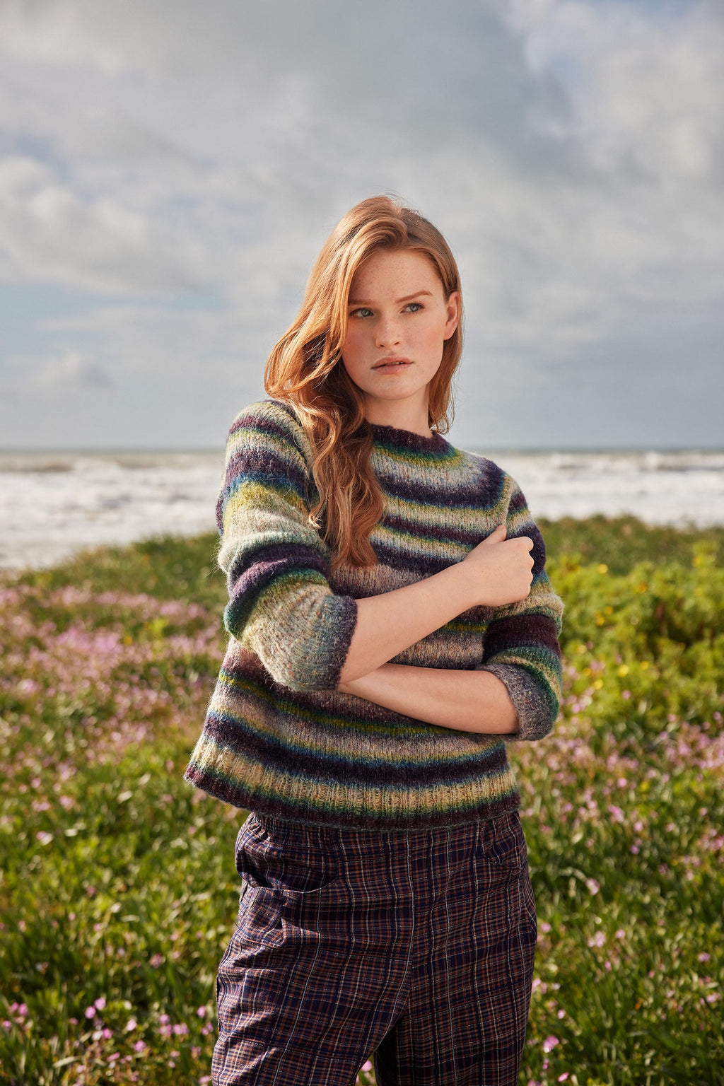 LANGYARNS Kit Knitting Pattern ROISIN Top Down Sweater Pattern Bundle in Galaxy by LANGYARNS | Punto 98-003