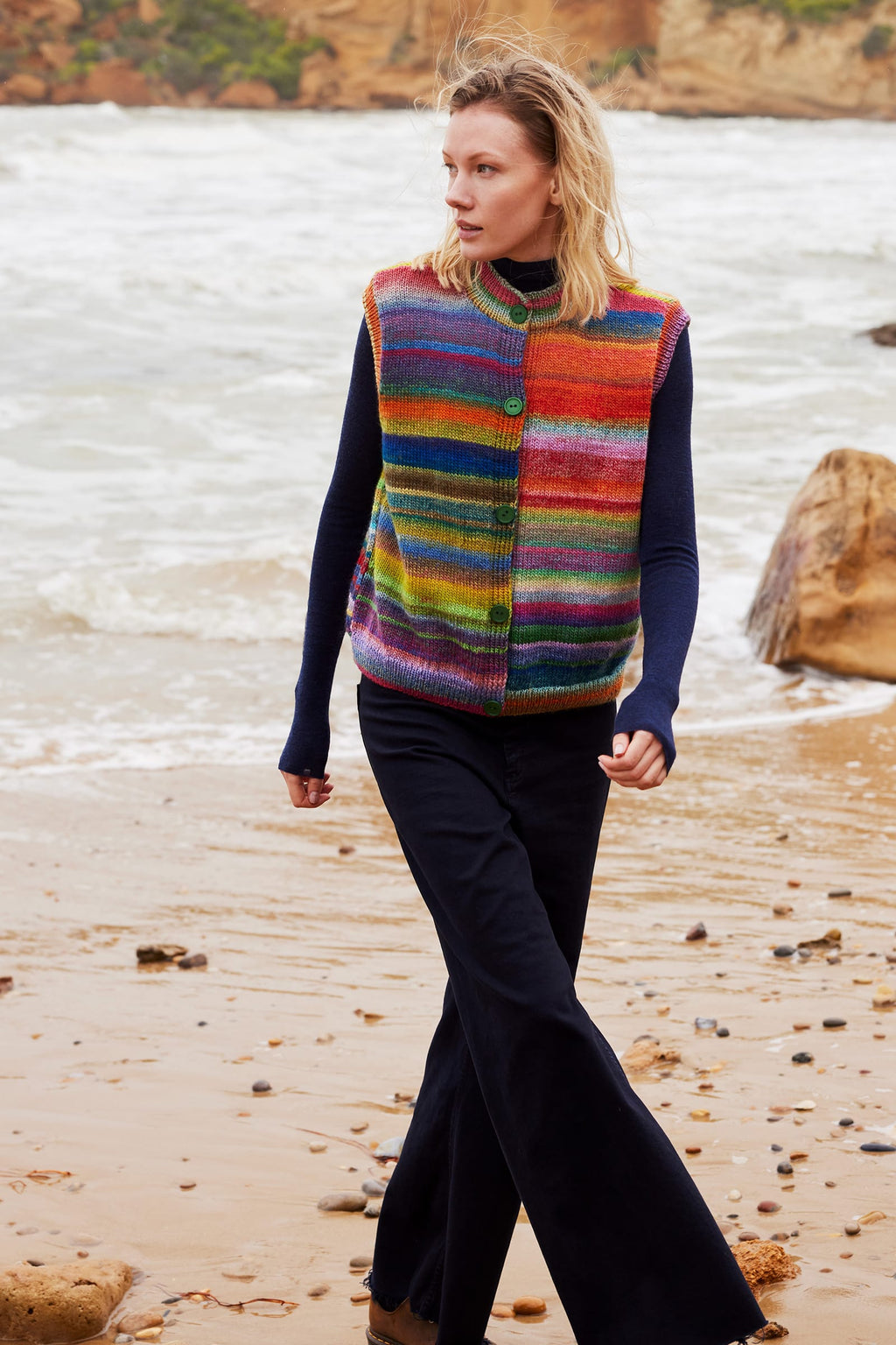 Lang Yarns Knitting Pattern VARINIA Vest Pattern Bundle in Infinity by LANGYARNS | Punto 100-004