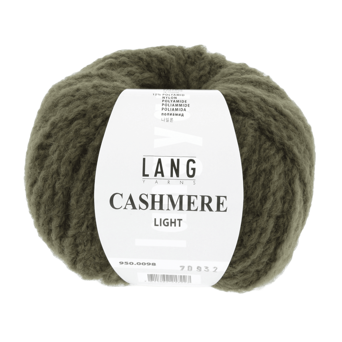 LANGYARNS Kits Knitting Pattern Approximately 30 x 160 cm | 8 balls / olive 950.0098 QUINARA Scarf Pattern Kit in CASHMERE LIGHT by LANGYARNS | Fatto a Mano 290-017