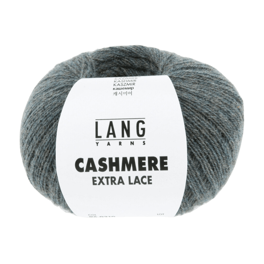 LANGYARNS Kits Knitting Pattern ca 38 x 130 cm | 2 balls / dove blue mélange 96.0210 EMILY Triangular Shawl Pattern Kit in CASHMERE EXTRA LACE by LANGYARNS | Punto 94-002