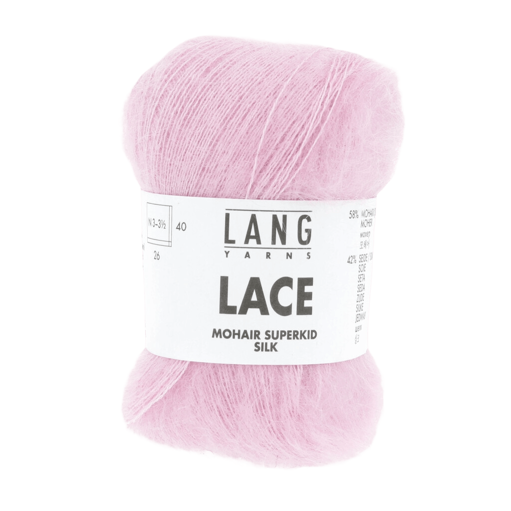 LANGYARNS Knitting Pattern Small-Medium - 10 balls / Orchid 992.0019 Holly Sweater Pattern Bundle in Lace by LANGYARNS | Fatto a Mano 288-052