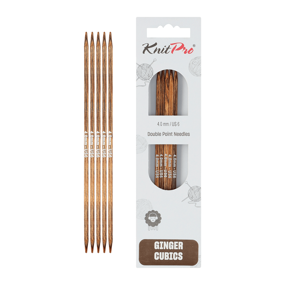 KnitPro Knitting Needles 15cm / 2.0mm KnitPro | Ginger Cubics | Double Pointed Knitting Needles
