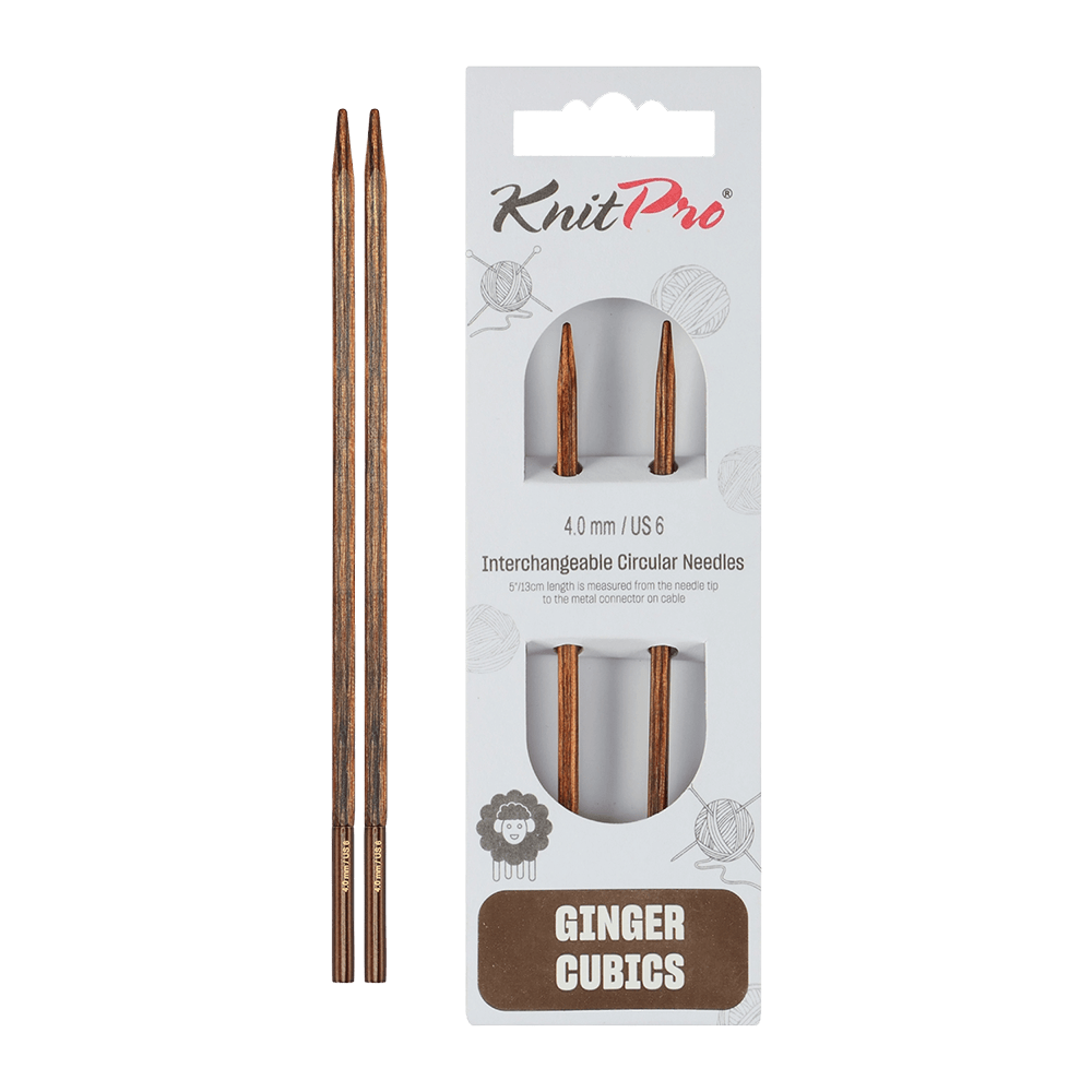 KnitPro Knitting Needles 10cm / 4.0mm KnitPro | Ginger Cubics | Interchangeable Knitting Needle Tips