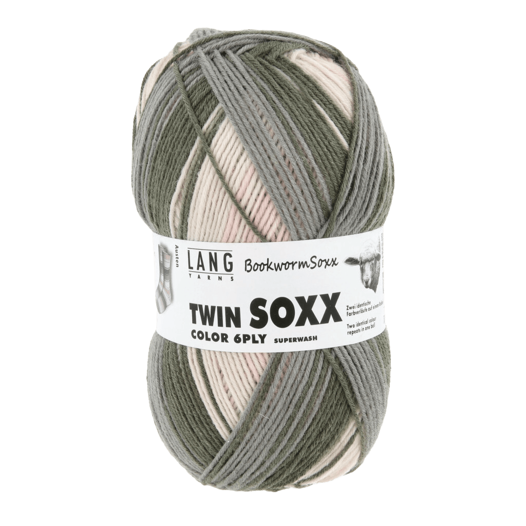 LANGYARNS Yarn Austen - Rose / Off-White / Green LANGYARNS | Twin Soxx - Book Worm Soxx | 6 PLY | 600