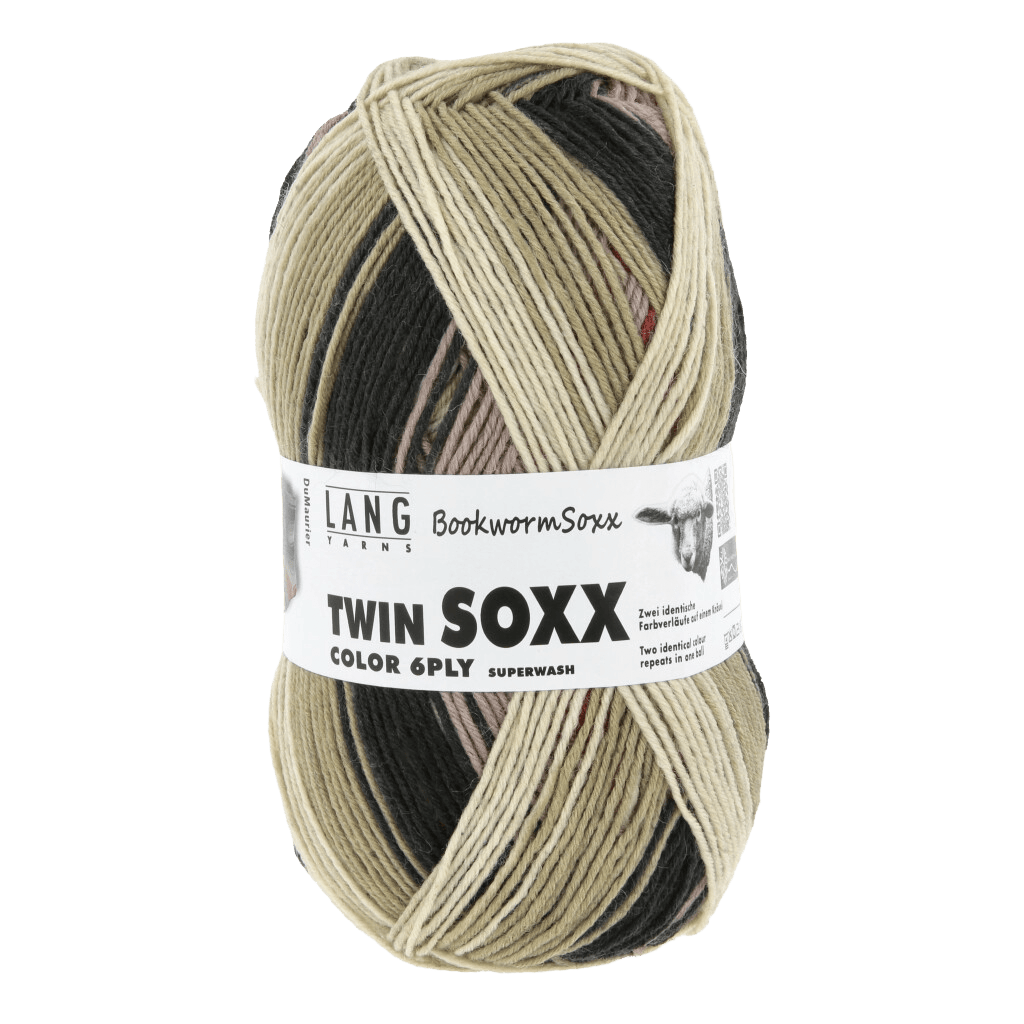 LANGYARNS Yarn DuMaurier - Red / Beige / Sage LANGYARNS | Twin Soxx - Book Worm Soxx | 6 PLY | 600