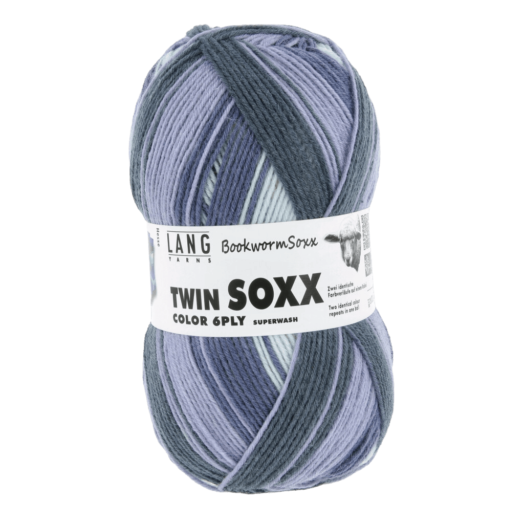 LANGYARNS Yarn Hesse - Blue / Ice / Off-White LANGYARNS | Twin Soxx - Book Worm Soxx | 6 PLY | 600