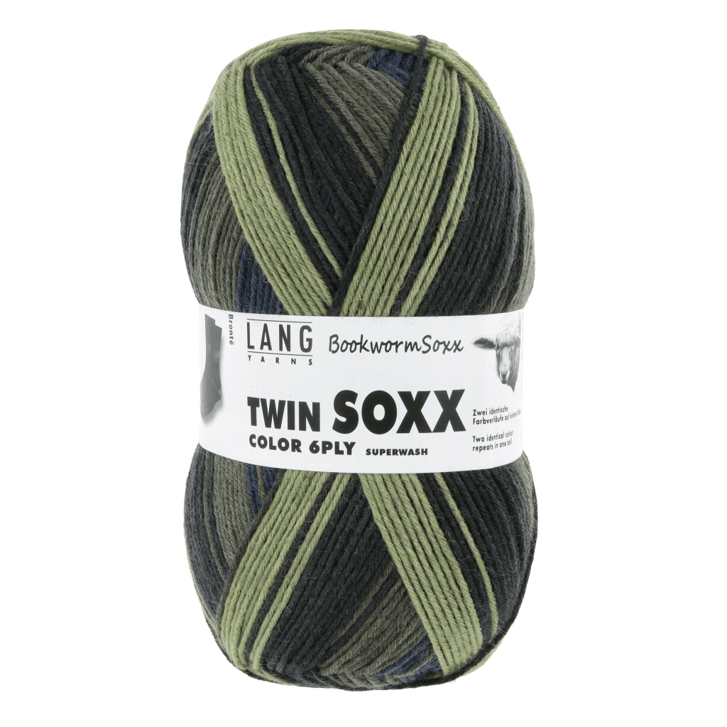 LANGYARNS Yarn Brontë - Gren / Navy LANGYARNS | Twin Soxx - Book Worm Soxx | 6 PLY | 600