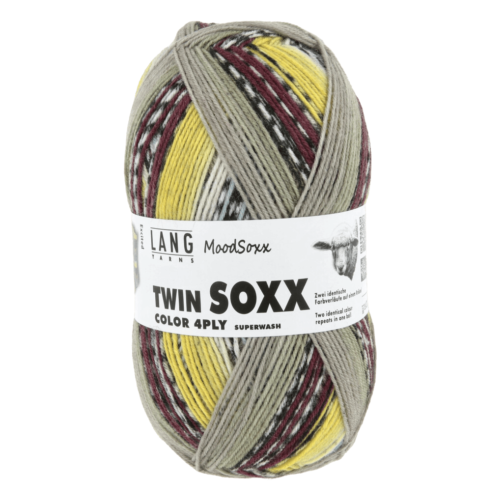 LANGYARNS Yarn Excited - Yellow / Brown / Light Blue LANGYARNS | Twin Soxx - Mood Soxx | 4 PLY | 909