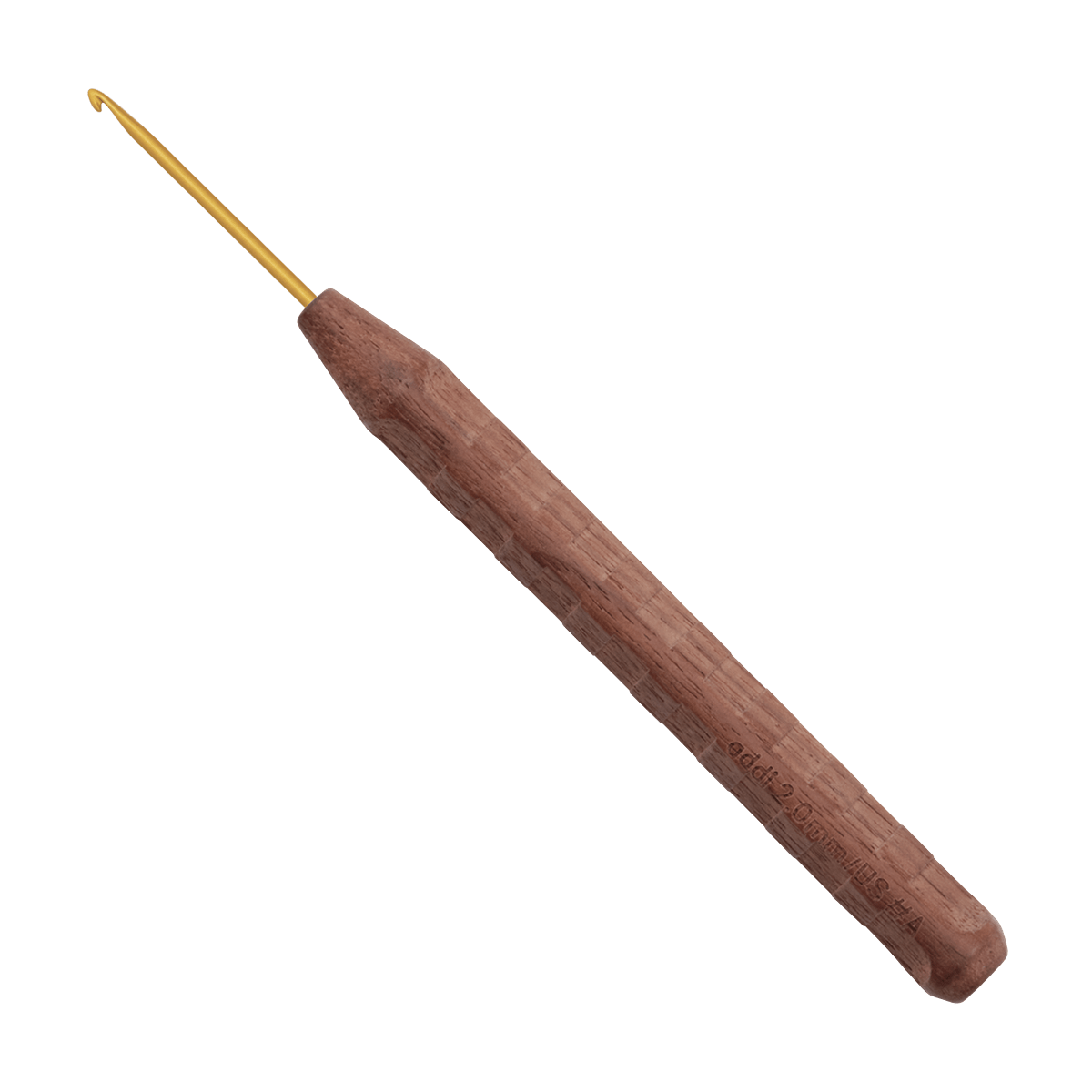 Addi Crochet Hooks 2.00mm | US size 0 Addi | addiNature | Novel Walnut Wood Gold Crochet Hook | 588-2