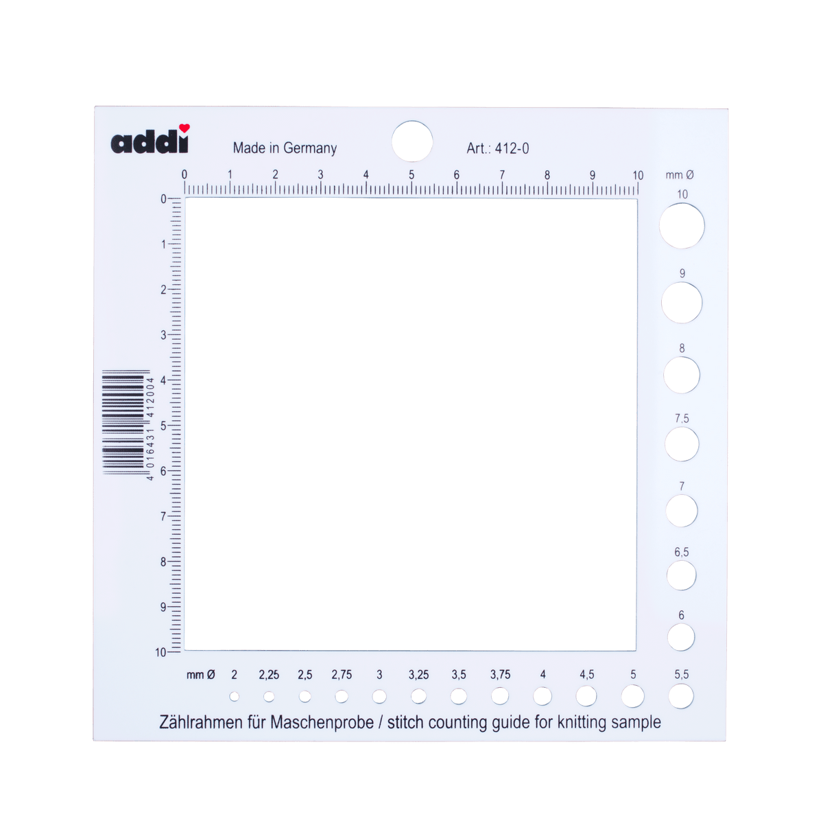 Addi Knitting Needles Addi | addiSquare | Needle and Stitch Gauge | 412-0