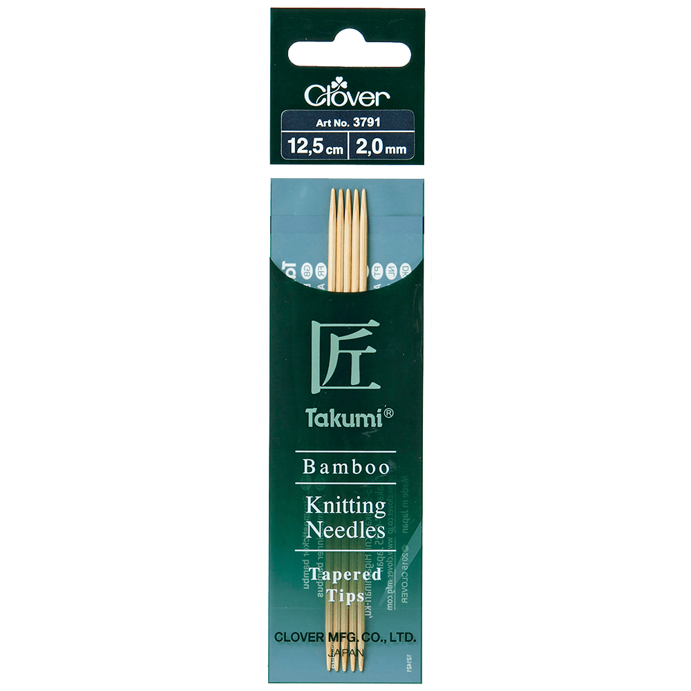 Clover 12.5cm / 2.00mm Clover | Takumi | Bamboo Double Pointed Knitting Needles (DPN's)