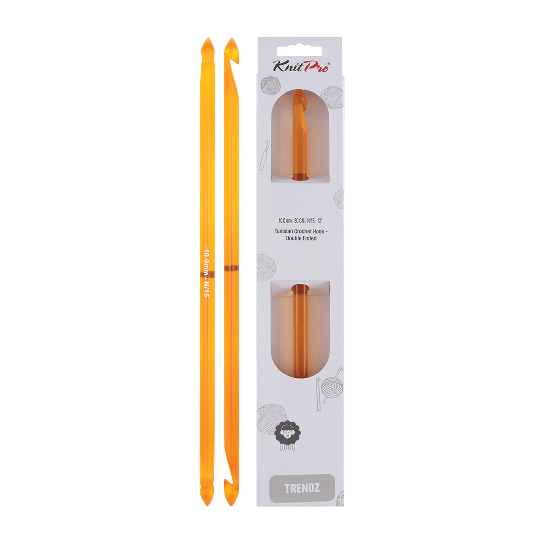 KnitPro Crochet Hooks 10.0mm KnitPro | Trendz | 30cm Double Ended Traditional Tunisian Crochet Hooks