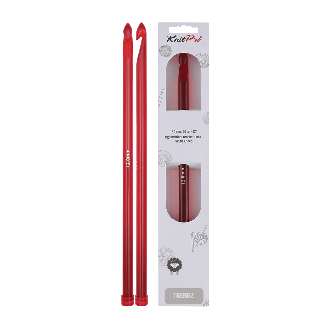 KnitPro Crochet Hooks 12.0mm KnitPro | Trendz | 30cm Single Ended Tricot Afghan / Tunisian Crochet Hooks