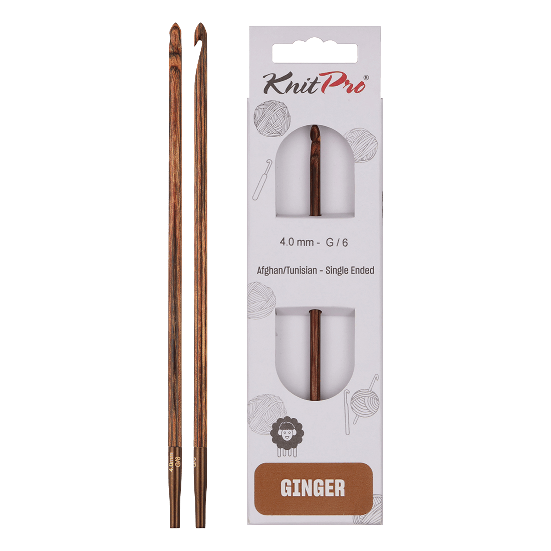 KnitPro Crochet Hooks 3.0mm KnitPro | Ginger | Afghan / Tunisian Single Ended Crochet Hooks