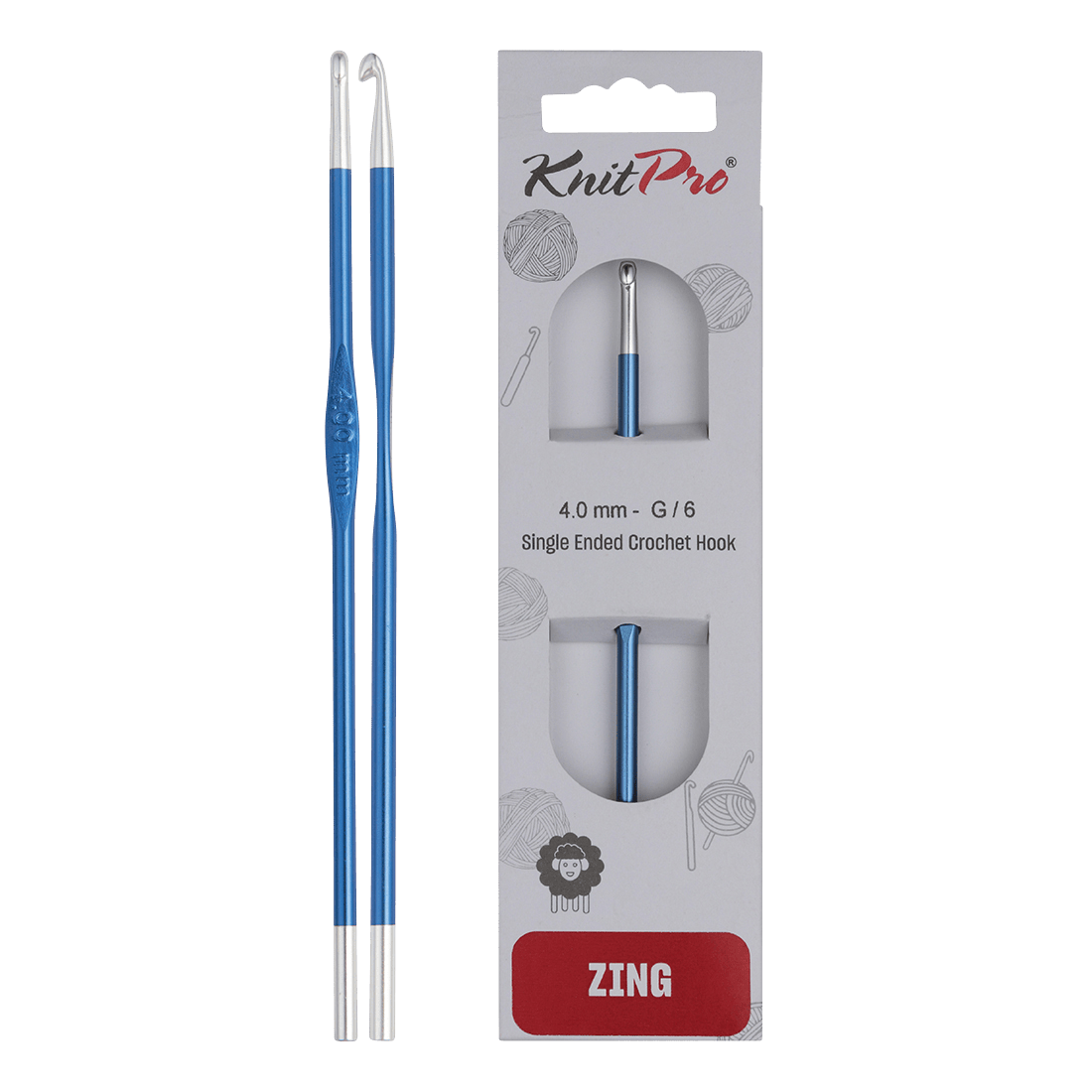 KnitPro Crochet Hooks 4.0mm KnitPro | Zing | Single Ended Crochet Hooks