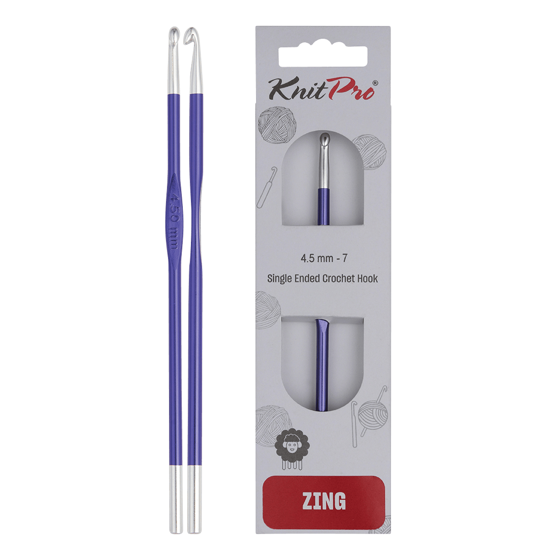 KnitPro Crochet Hooks 4.5mm KnitPro | Zing | Single Ended Crochet Hooks