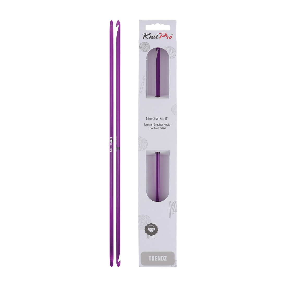 KnitPro Crochet Hooks 5.0mm KnitPro | Trendz | 30cm Double Ended Traditional Tunisian Crochet Hooks
