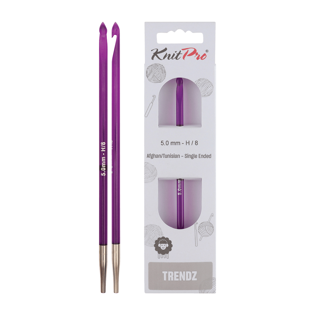 KnitPro Crochet Hooks 5.0mm KnitPro | Trendz | Single Ended Afghan / Tunisian Crochet Hooks