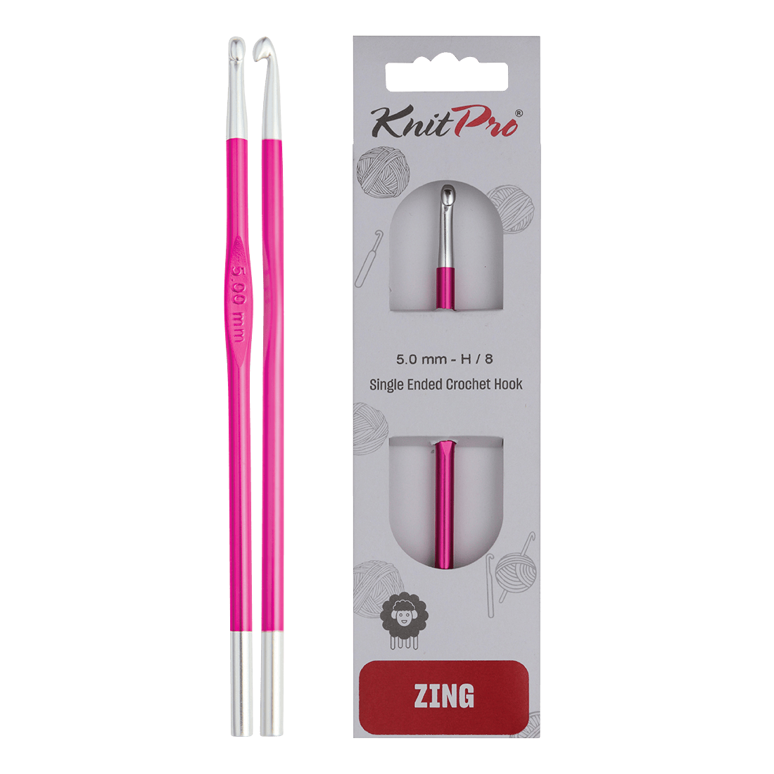 KnitPro Crochet Hooks 5.0mm KnitPro | Zing | Single Ended Crochet Hooks