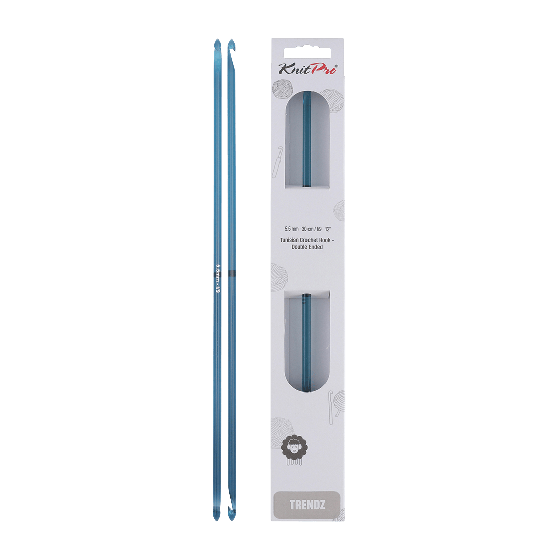 KnitPro Crochet Hooks 5.5mm KnitPro | Trendz | 30cm Double Ended Traditional Tunisian Crochet Hooks