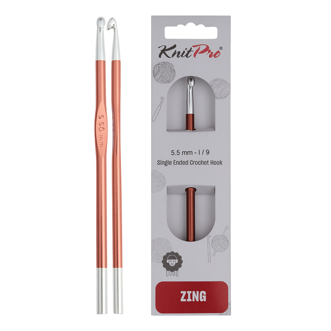 KnitPro Crochet Hooks 5.5mm KnitPro | Zing | Single Ended Crochet Hooks
