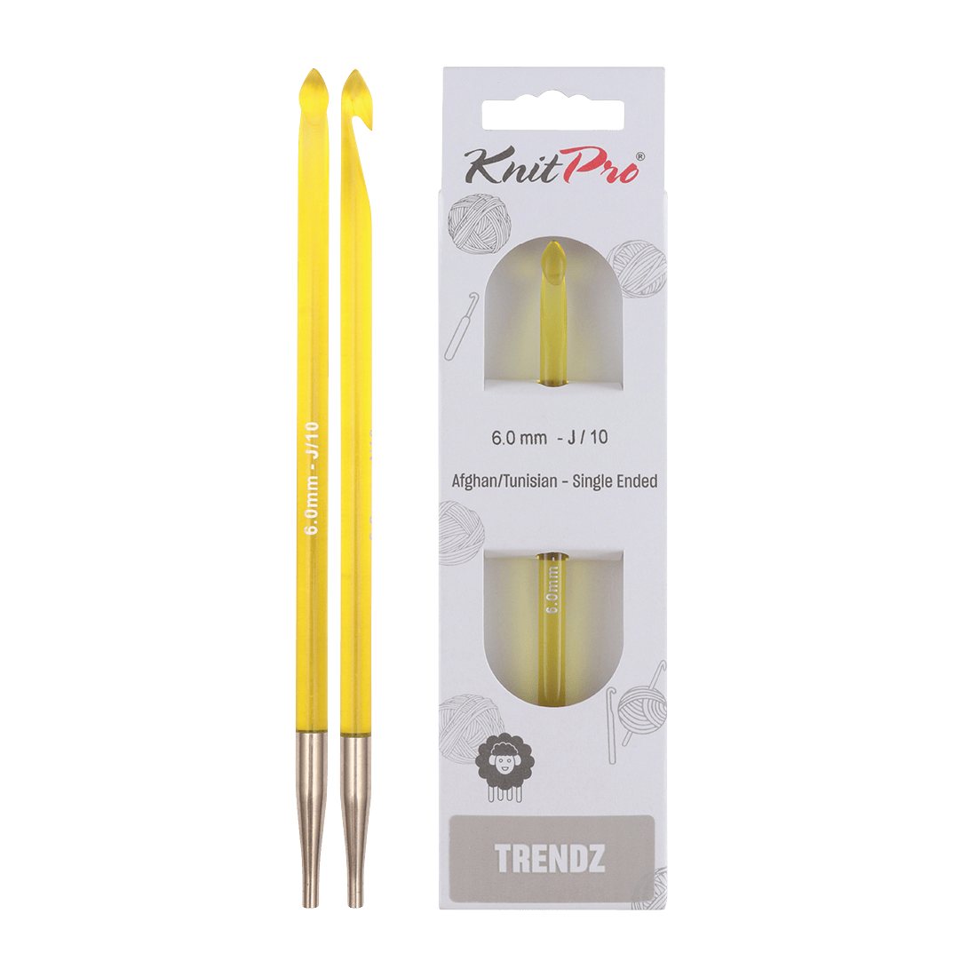 KnitPro Crochet Hooks 6.0mm KnitPro | Trendz | Single Ended Afghan / Tunisian Crochet Hooks