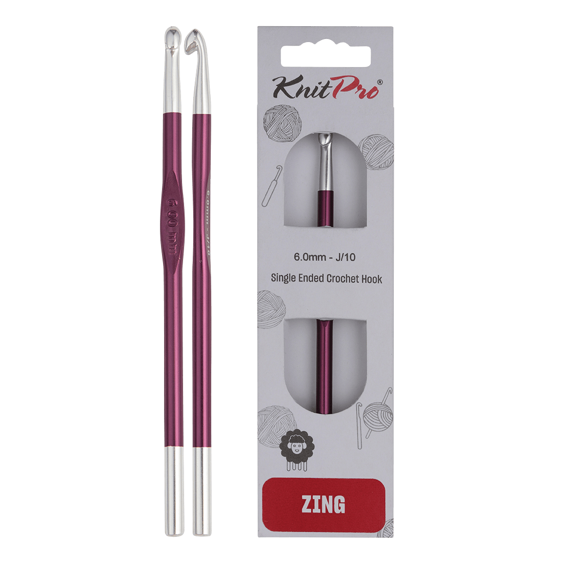 KnitPro Crochet Hooks 6.0mm KnitPro | Zing | Single Ended Crochet Hooks