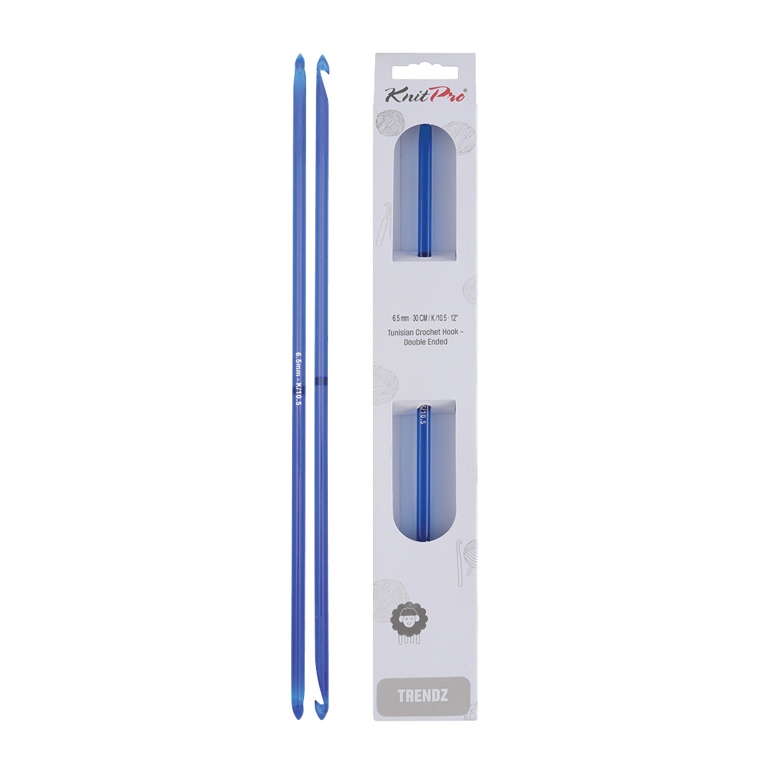 KnitPro Crochet Hooks 6.5mm KnitPro | Trendz | 30cm Double Ended Traditional Tunisian Crochet Hooks