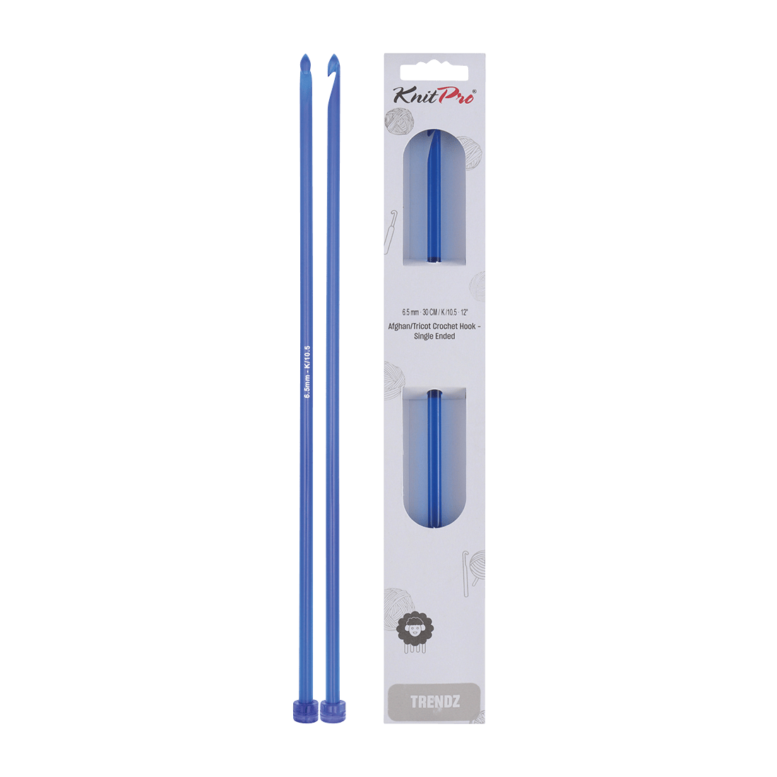 KnitPro Crochet Hooks 6.5mm KnitPro | Trendz | 30cm Single Ended Tricot Afghan / Tunisian Crochet Hooks