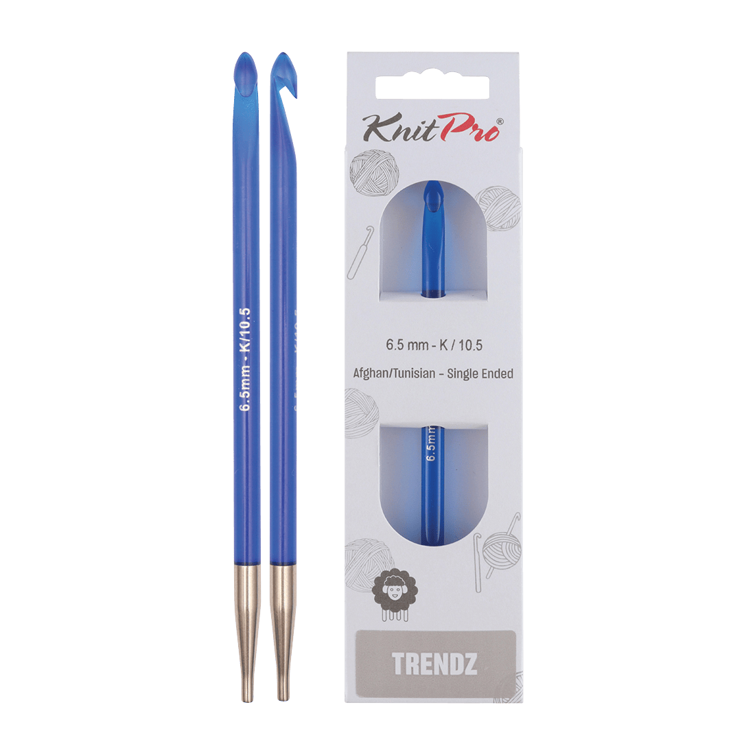 KnitPro Crochet Hooks 6.5mm KnitPro | Trendz | Single Ended Afghan / Tunisian Crochet Hooks