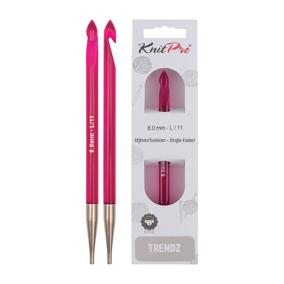 KnitPro Crochet Hooks 8.0mm KnitPro | Trendz | Single Ended Afghan / Tunisian Crochet Hooks
